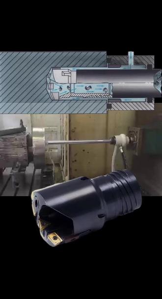 喷吸钻-内排销结构 转接刀柄实现卧加深孔加工.#cnc加工中心 #喷吸钻